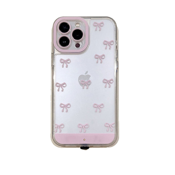 iPhone Series Compatible Pink & White Bowknot Voice-Activated LED Phone Case