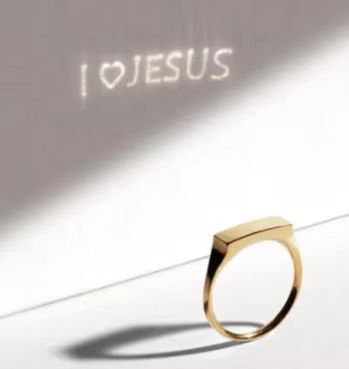 925 Sterling Silver “In the Name of Light” Projection Couple Rings