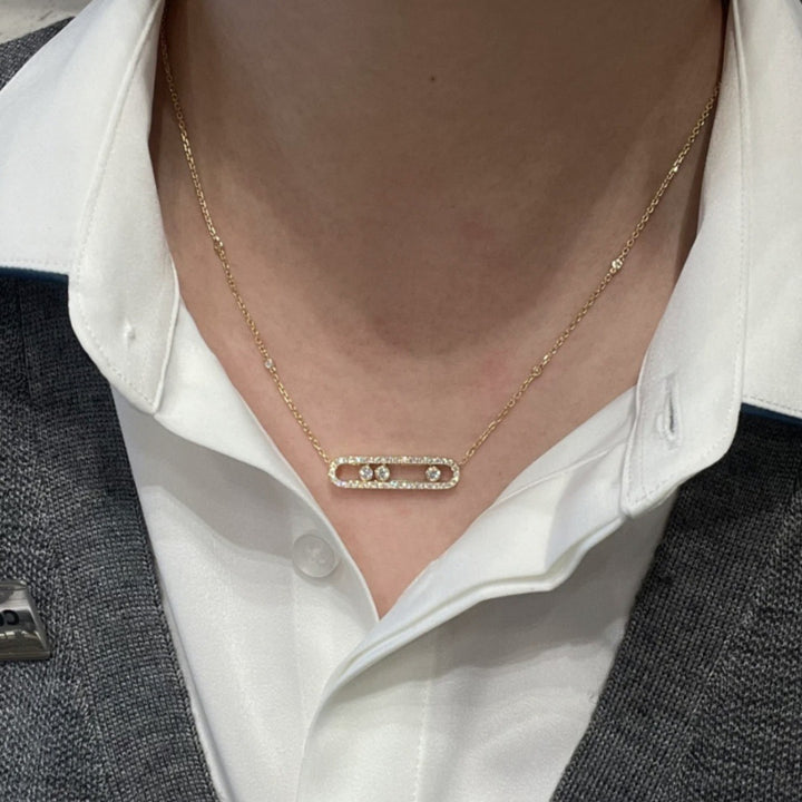 Pavé Geometric Link Clavicle Chain (Light Luxury Niche Versatile Daily Necklace)