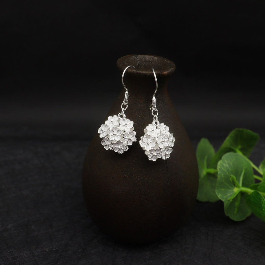 Elegant Retro S925 Sterling Silver Plum Blossom Earrings for Women
