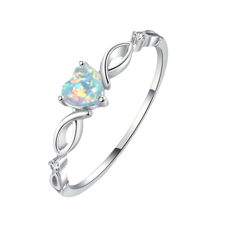 Heart Opal Intertwined Ring (Light Luxury Niche Iridescent Ring)