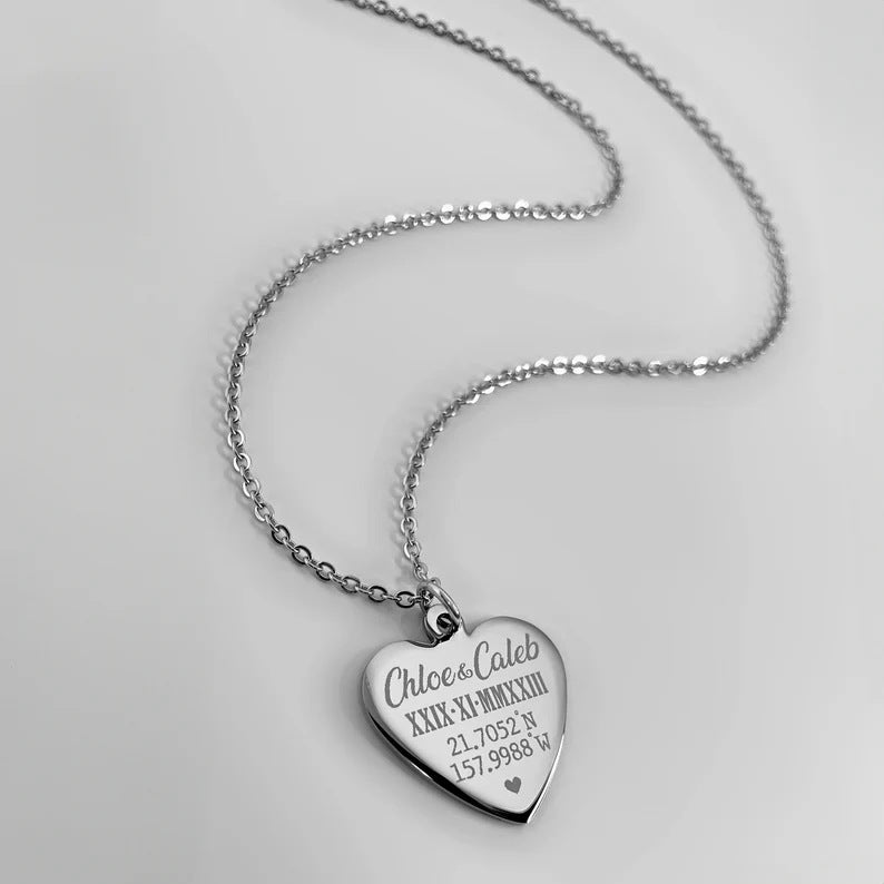 Titanium Steel Heart Custom Photo & Engraving Pendant (Memorial Fashion Style)