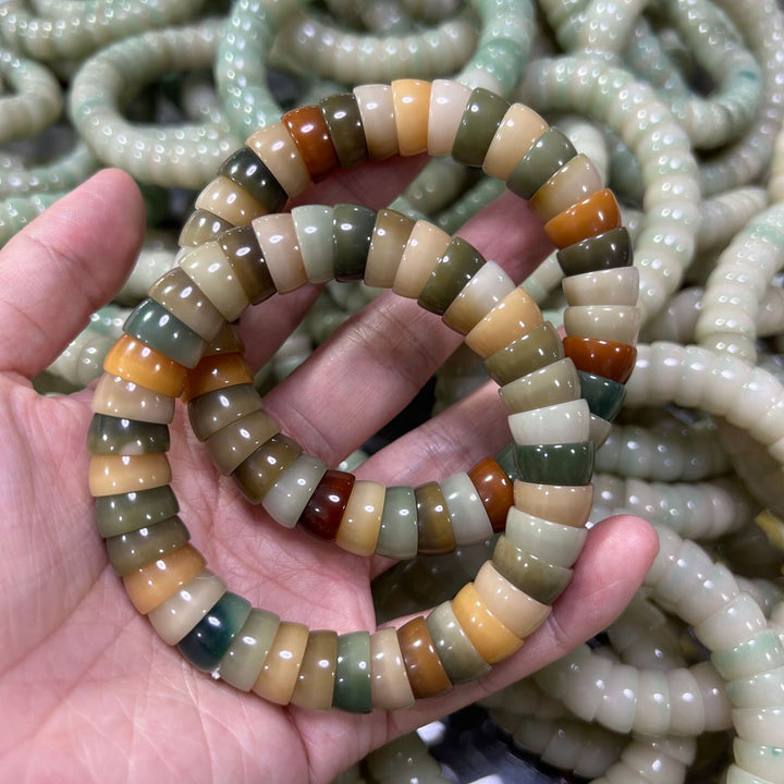 Multi-Gem Bodhi Bead Bracelet with Polished Bowl Beads and Flexible Single Loop Design