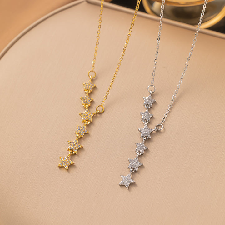 Pavé Starburst Linear Necklace (Light Luxury Niche Clavicle Chain)