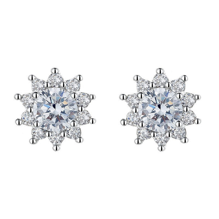 Sunflower Halo Stud Earrings, Two‑Tone Options
