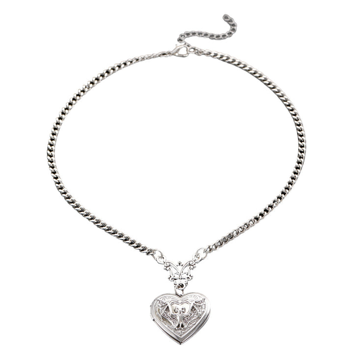Gothic Bat Heart Locket Necklace (2 Styles Punk Statement Pendant)