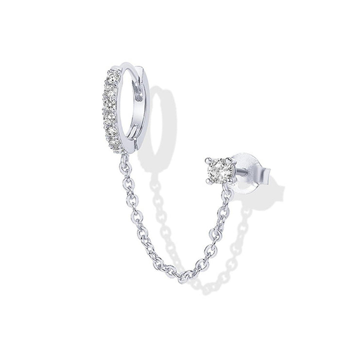 Trendy Rhinestone Tassel Hoop Earrings