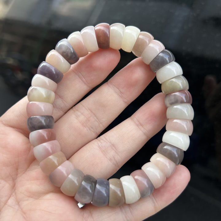 Multi-Gem Bodhi Bead Bracelet with Polished Bowl Beads and Flexible Single Loop Design