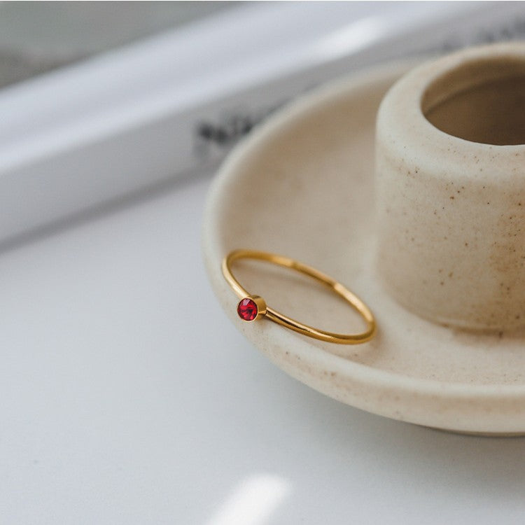 14K Gold-Filled Minimalist Zircon Ring for Women