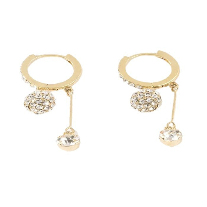 Pavé Ball Tassel Huggie Earrings (Light Luxury Niche Vivid Earrings)