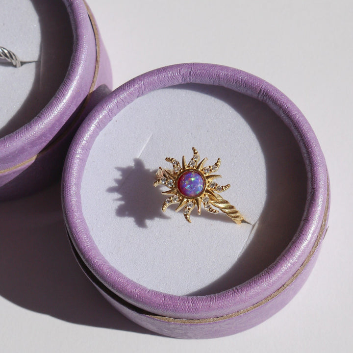 Vintage Dopamine Sun Opal Pendant Necklace & Earring Set