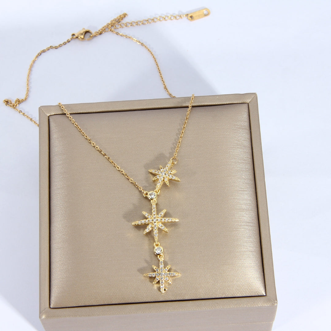 Starburst Eight-Pointed Star Layered Necklace (Light Luxury Niche Magical Choker)