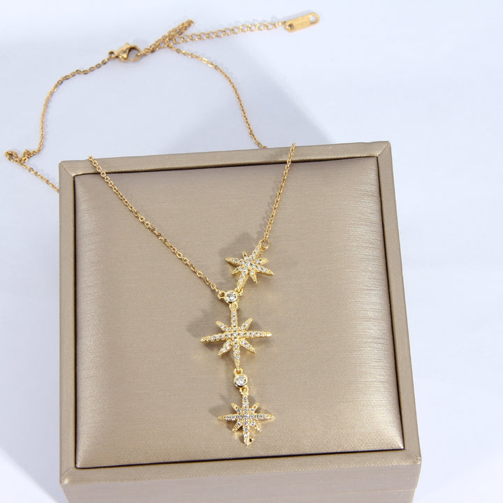 Starburst Eight-Pointed Star Layered Necklace (Light Luxury Niche Magical Choker)