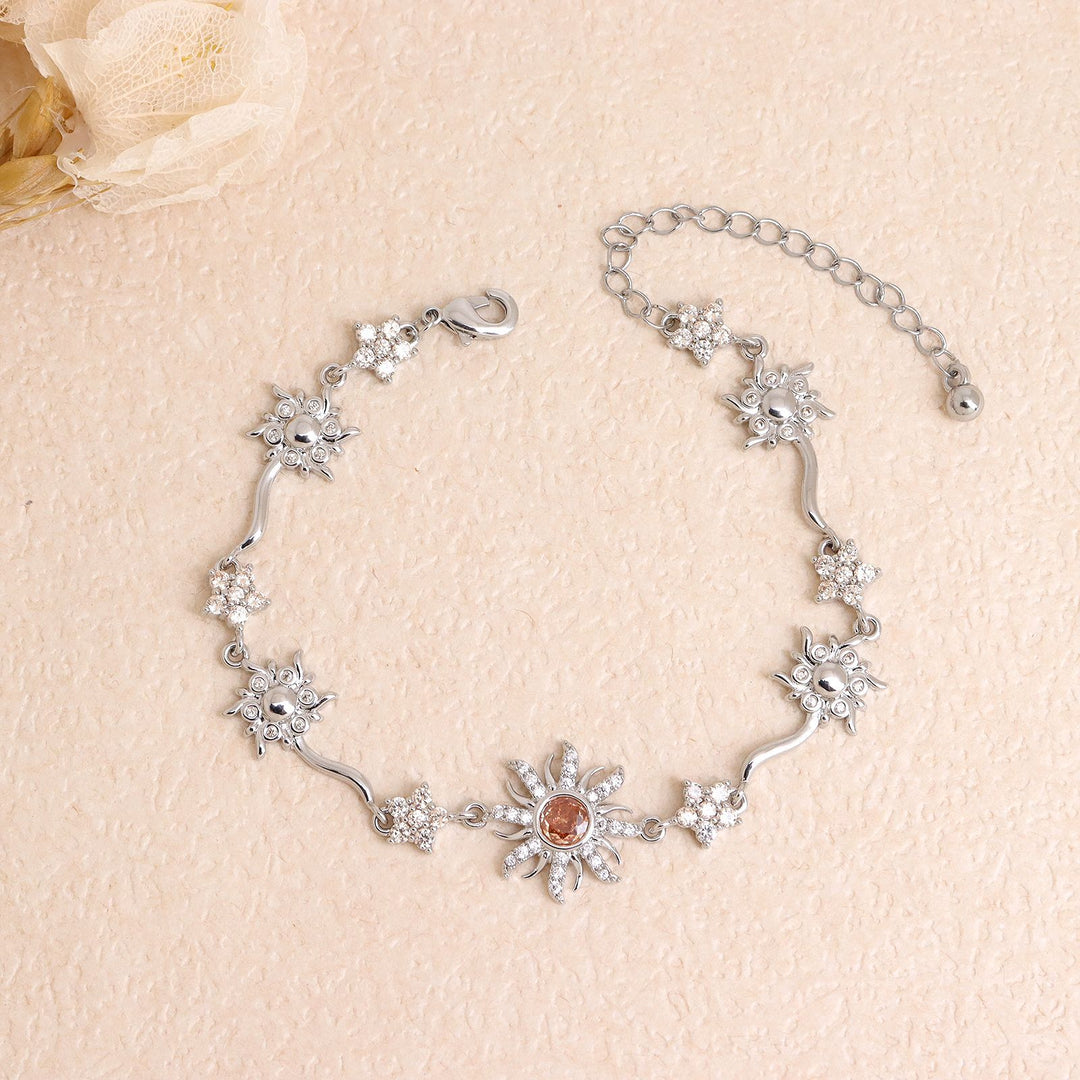Elegant Gold-Plated Purple Sunflower Bracelet for Women
