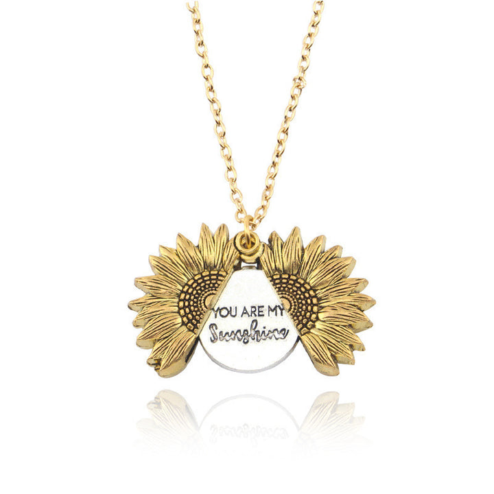 Fashion Creative Openable Sunflower Pendant Alloy Versatile Sweater Chain