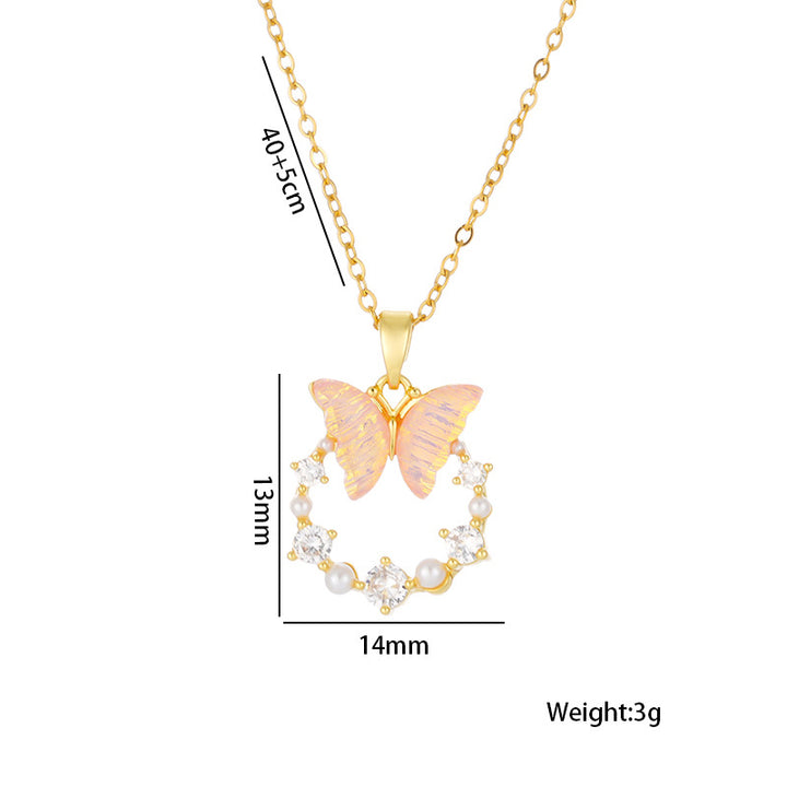 Mother-of-Pearl Butterfly & Diamond Choker (Fairy Vibe Sweet Girl Style)
