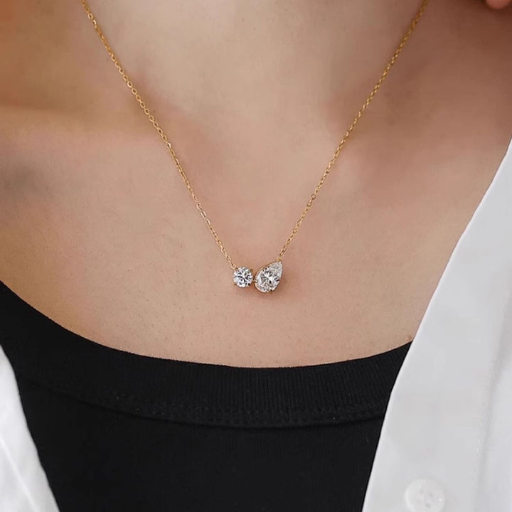 Two-Stone Heart Choker (Light Luxury Minimalist Confession Style)