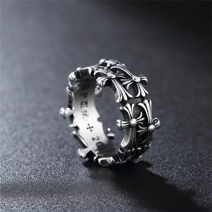 Vintage Cross Relief Ring for Men – Gothic Faith Statement Band