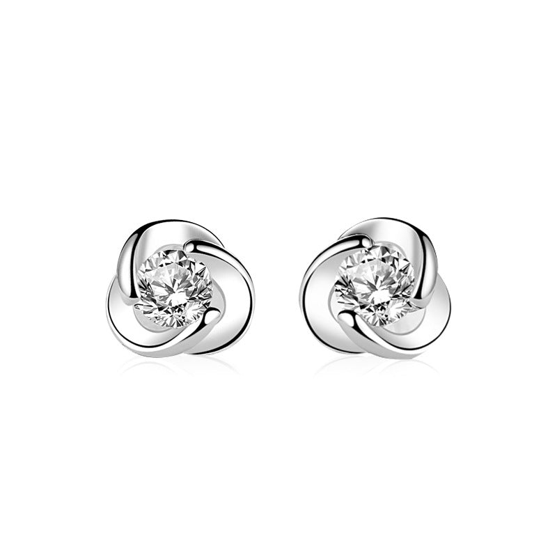 S925 Sterling Silver Clover Stud Earrings