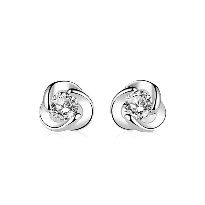 S925 Sterling Silver Clover Stud Earrings