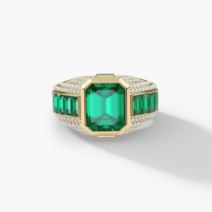 Emerald‑Cut Statement Men’s Signet Ring, Two‑Color Options
