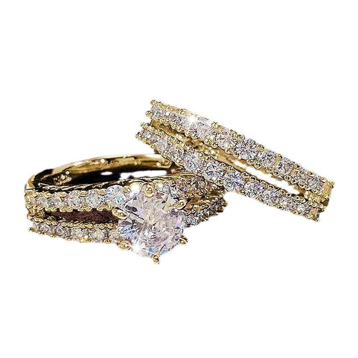 Full Diamond Layered Couple Rings (Luxury Glamorous Multi-Color Style)