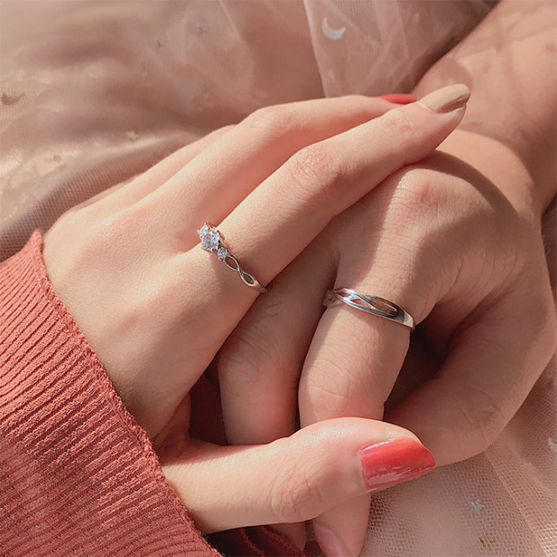 Twisted Pattern Diamond Couple Rings (Luxury Romantic Style)