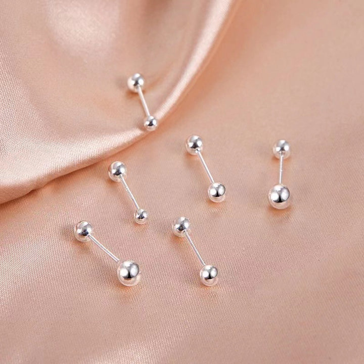 S925 Sterling Silver Mini Bead Stud Earrings for Women – Hypoallergenic Healing Ear Studs