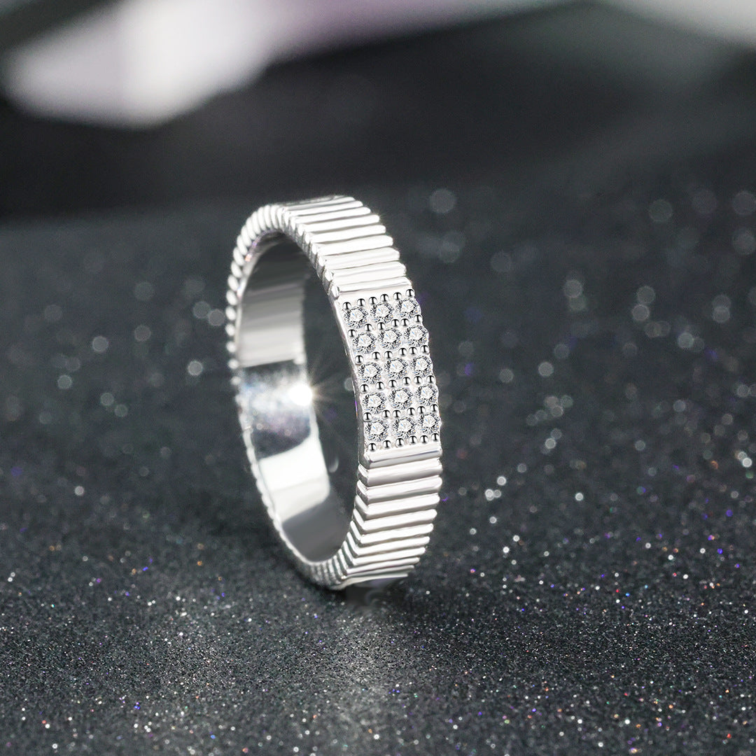 S925 Sterling Silver Pavé Diamond Ring