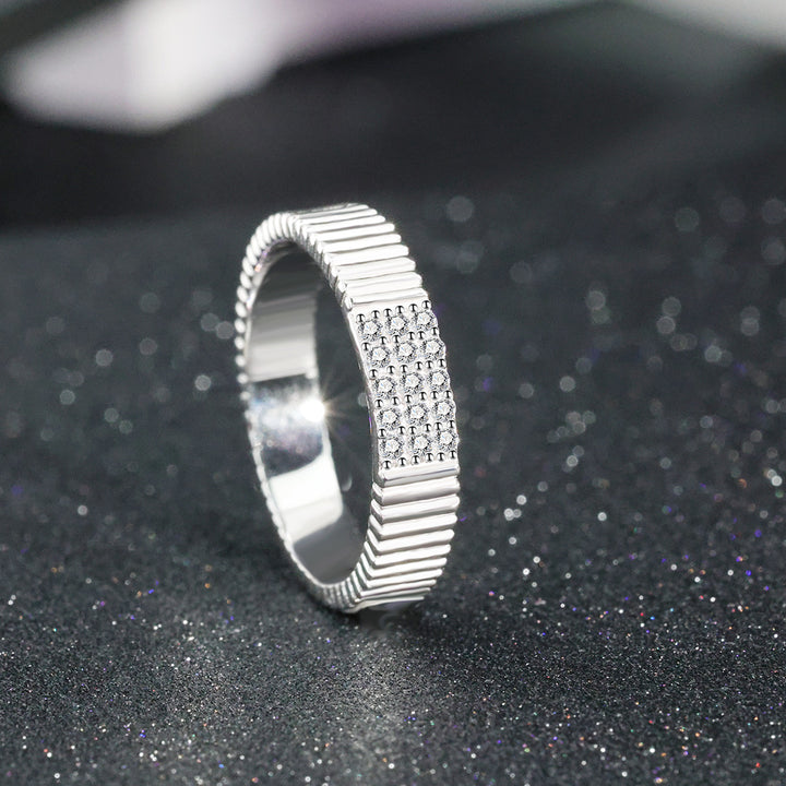 S925 Sterling Silver Pavé Diamond Ring