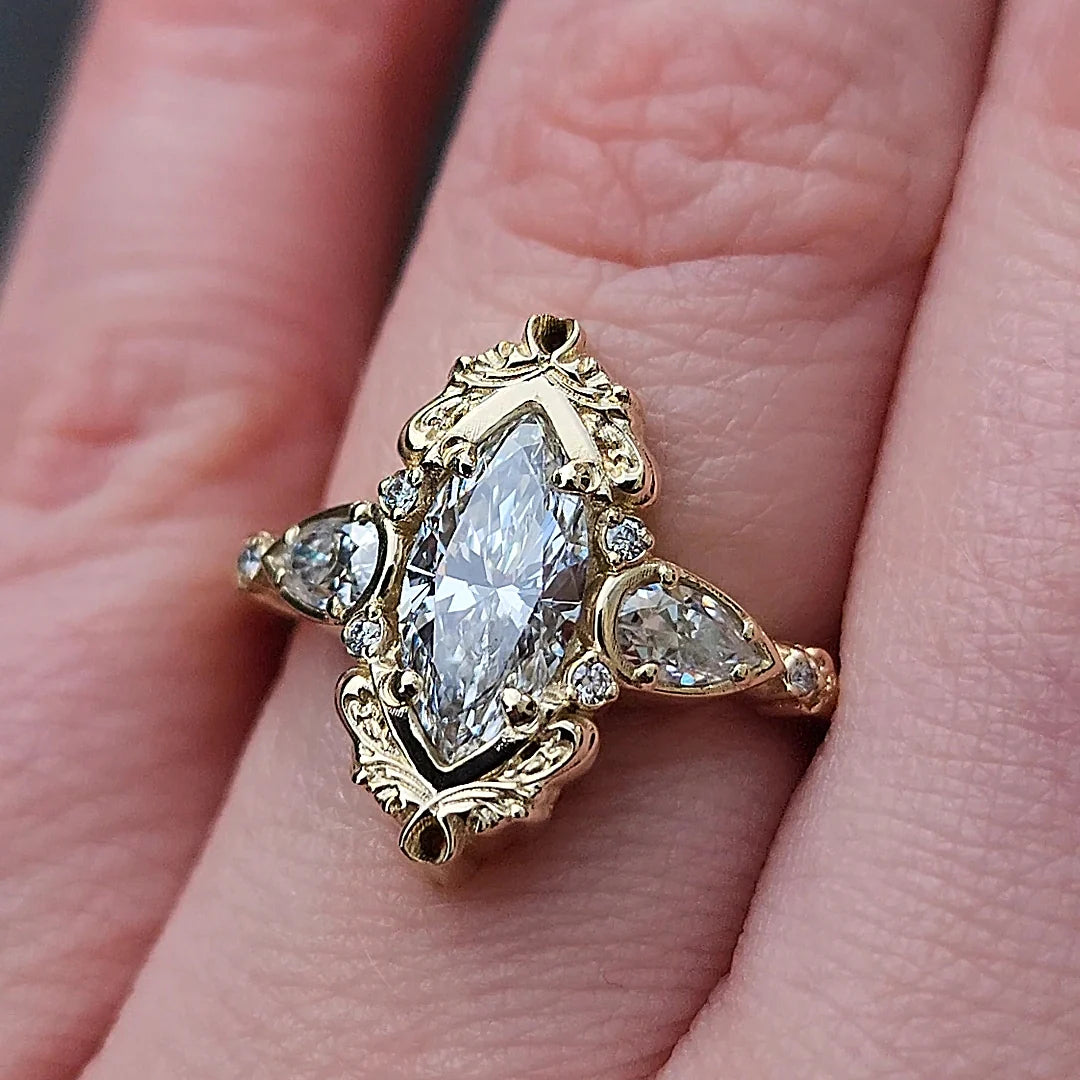 Victorian Style Marquise Cut Vintage Diamond Ring