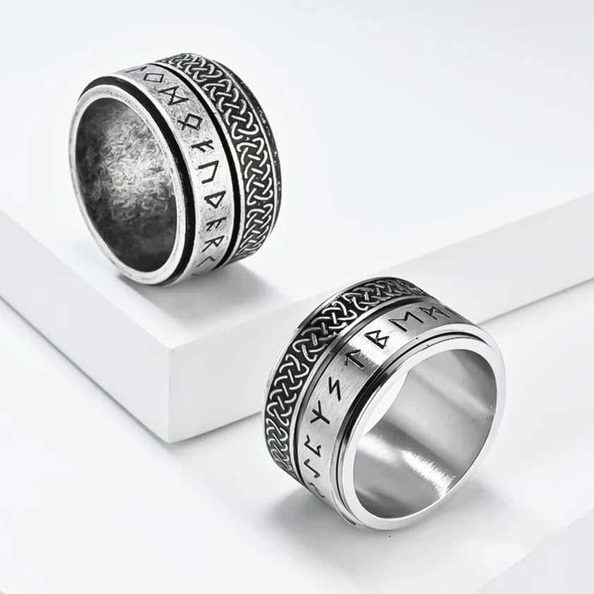 Viking Runes Celtic Knot Spinner Ring for Men – Bold and Unique Statement Ring