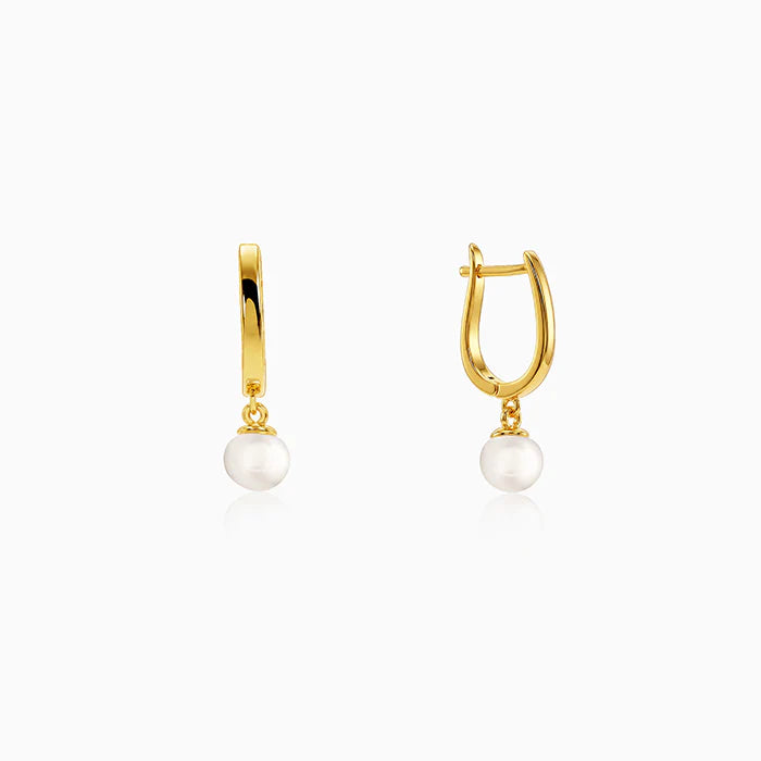 U-Shaped Horseshoe Pearl Hoop Earrings (Minimalist Daily Wear Jewelry)