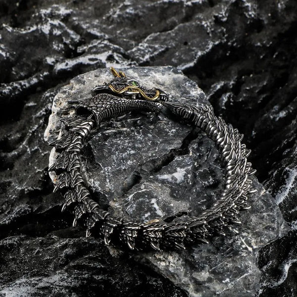Punk Dragon Head Bracelet for Men – Vintage Thai Silver Bold Design
