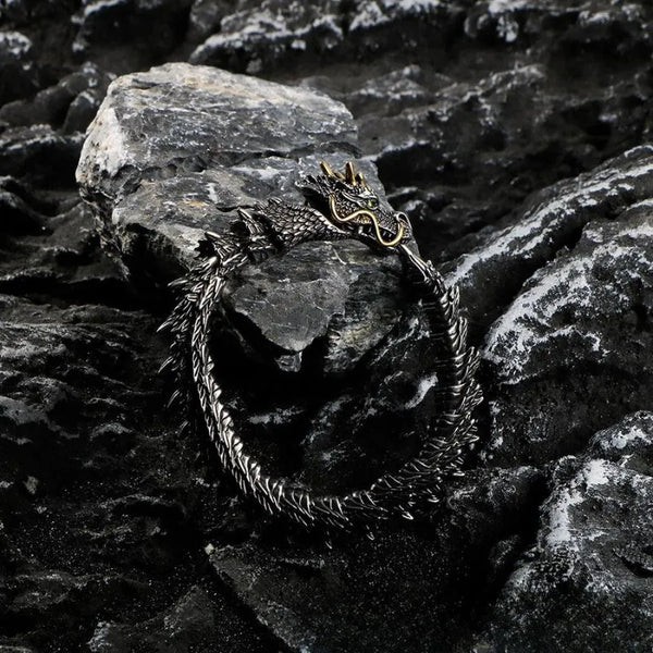 Punk Dragon Head Bracelet for Men – Vintage Thai Silver Bold Design