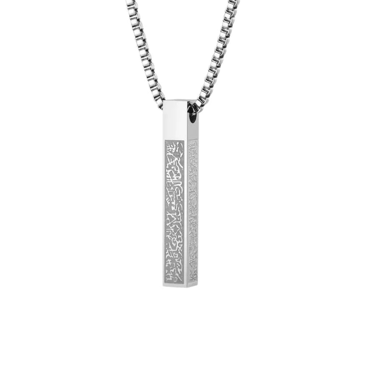 Multi-Color Square Plaque Micro-Carving Necklace