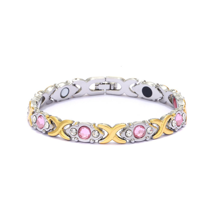 Fashion Detachable Magnetic Energy Bracelet with Zinc Alloy and Rhinestone