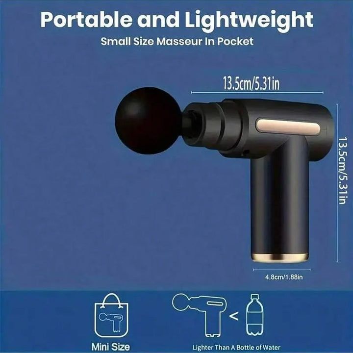 Mini Portable Massage Gun, Multi-Speed Electric Muscle Massager with 4 Interchangeable Heads for Sports & Home Use