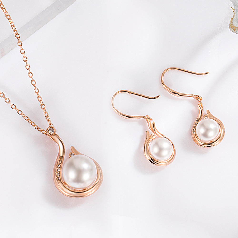 Teardrop Pearl Light Luxury Jewelry Set (Necklace + Drop Earrings)