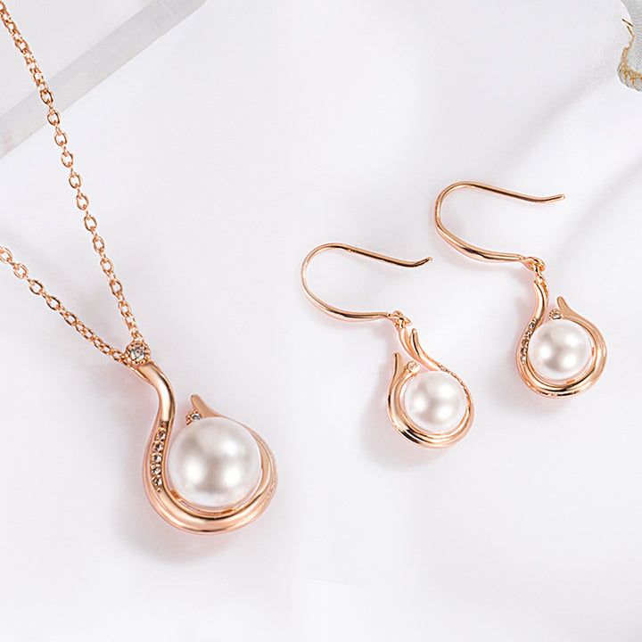 Teardrop Pearl Light Luxury Jewelry Set (Necklace + Drop Earrings)
