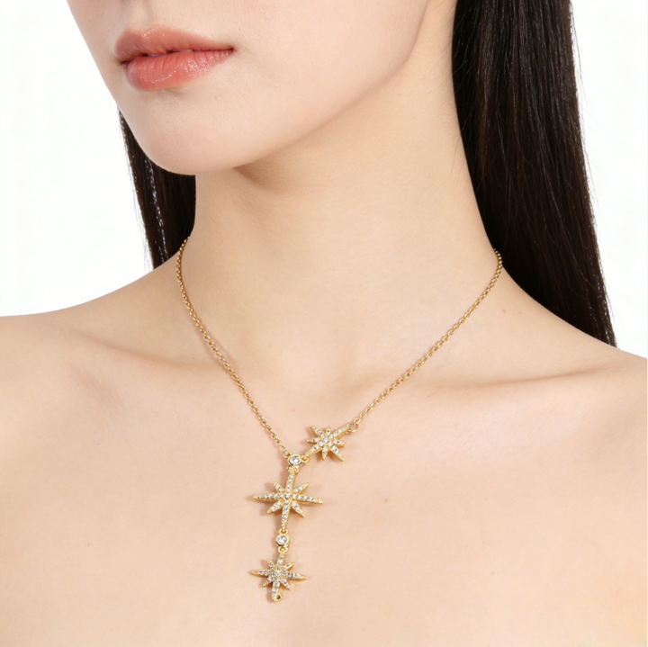 Starburst Eight-Pointed Star Layered Necklace (Light Luxury Niche Magical Choker)
