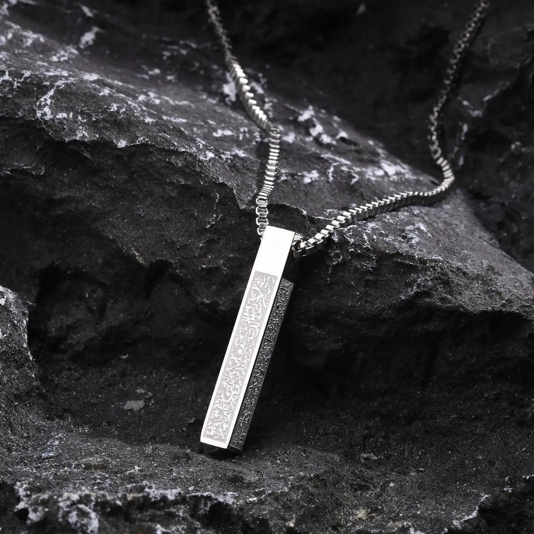 Multi-Color Square Plaque Micro-Carving Necklace