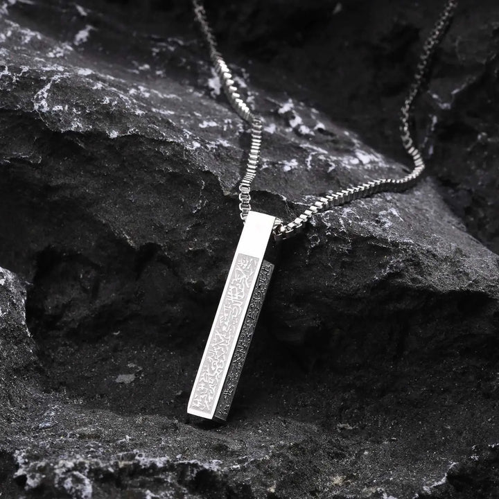 Multi-Color Square Plaque Micro-Carving Necklace