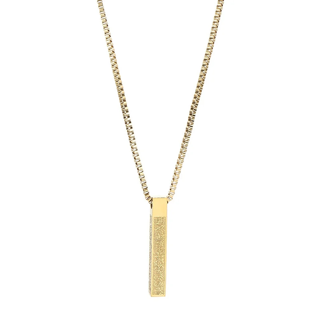 Multi-Color Square Plaque Micro-Carving Necklace