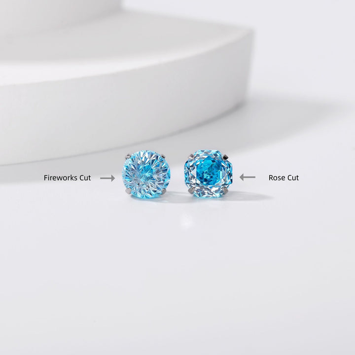 Iridescent Firework Cut Colored Diamond Stud Earrings (Light Luxury Niche Personalized Earrings)
