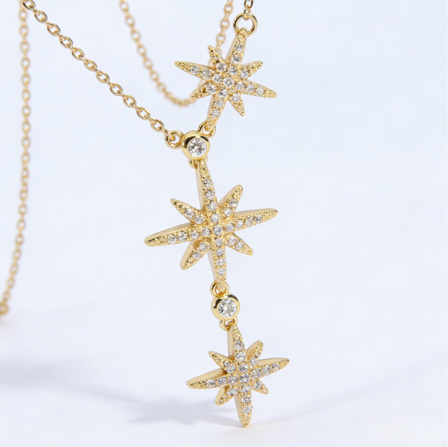 Starburst Eight-Pointed Star Layered Necklace (Light Luxury Niche Magical Choker)