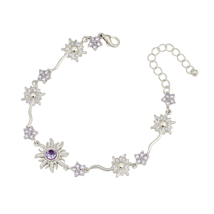Elegant Gold-Plated Purple Sunflower Bracelet for Women