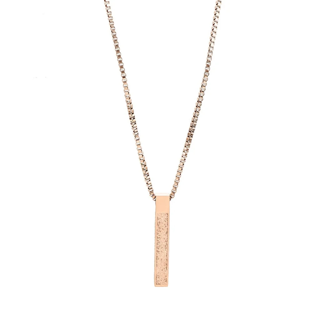 Multi-Color Square Plaque Micro-Carving Necklace