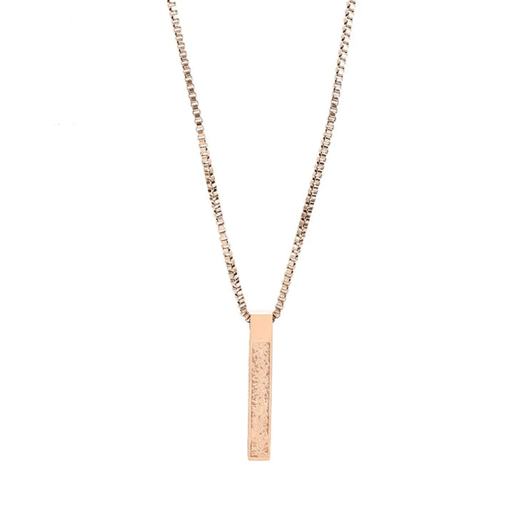 Multi-Color Square Plaque Micro-Carving Necklace