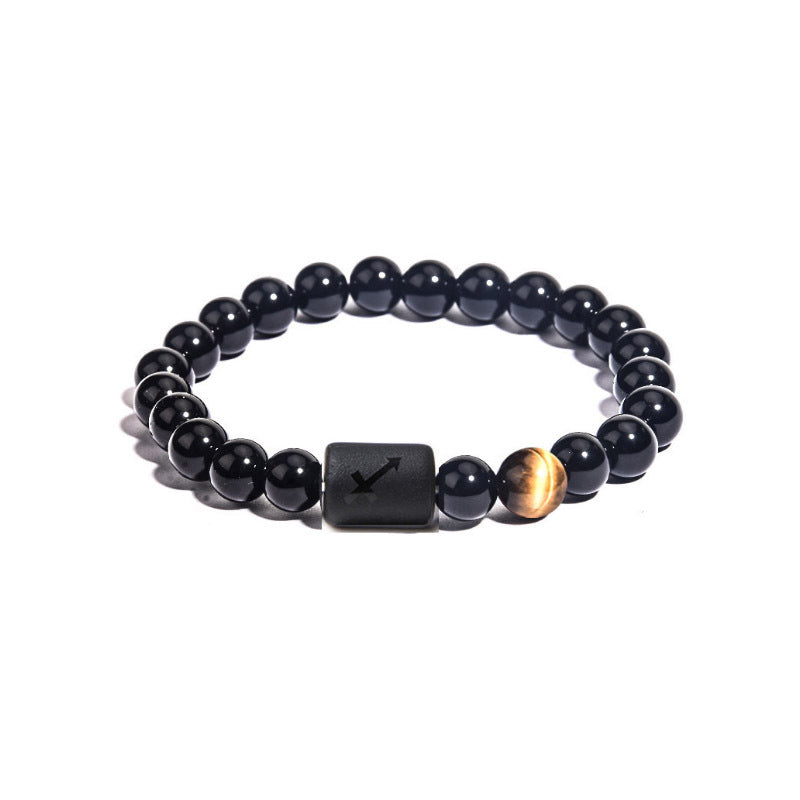12 Constellations Obsidian Tiger Eye Stone Bracelet